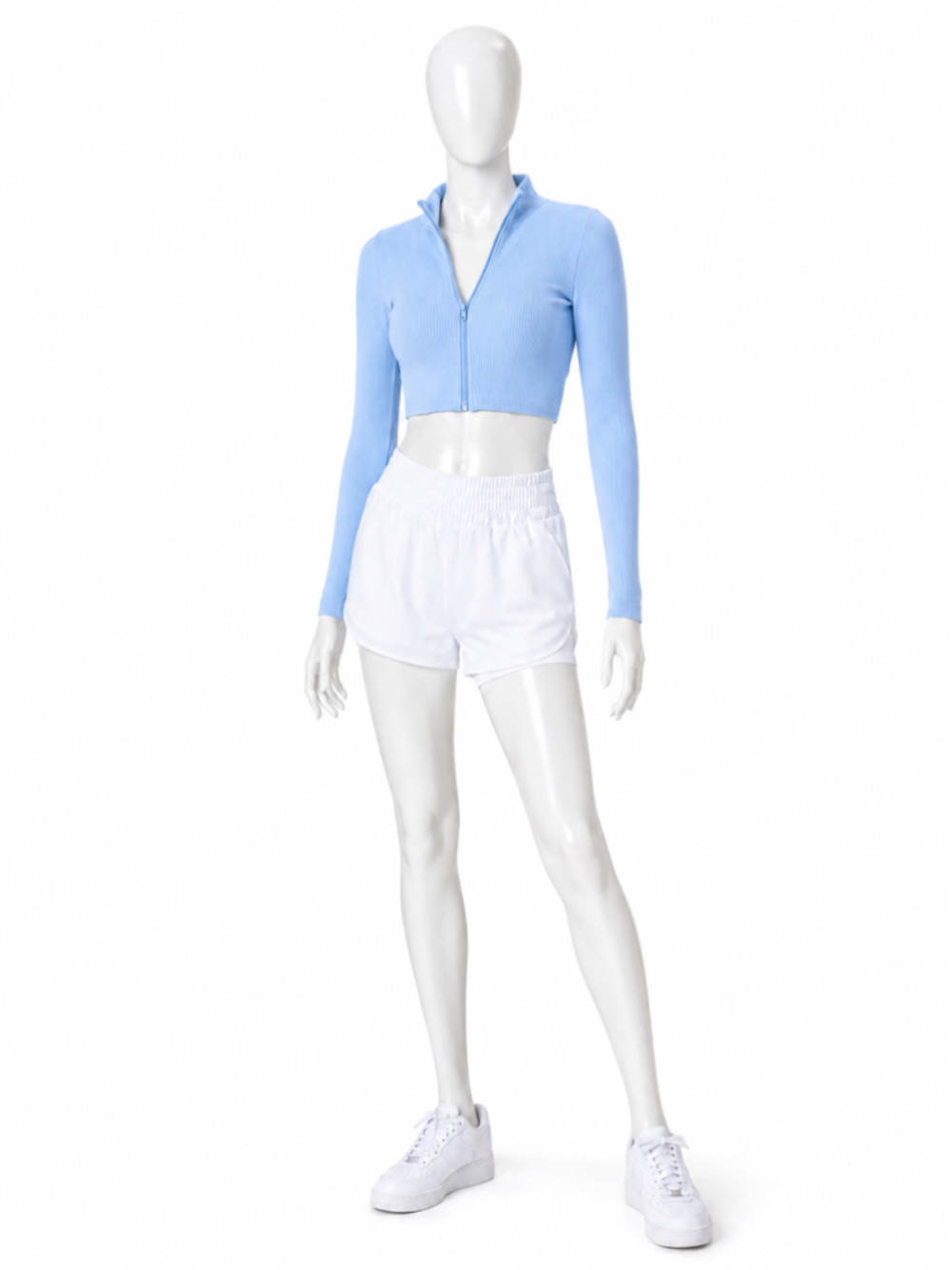 Forever 21 Active Powder Blue Cropped Zip-Up Jacket – Size M - Picture 5 of 7